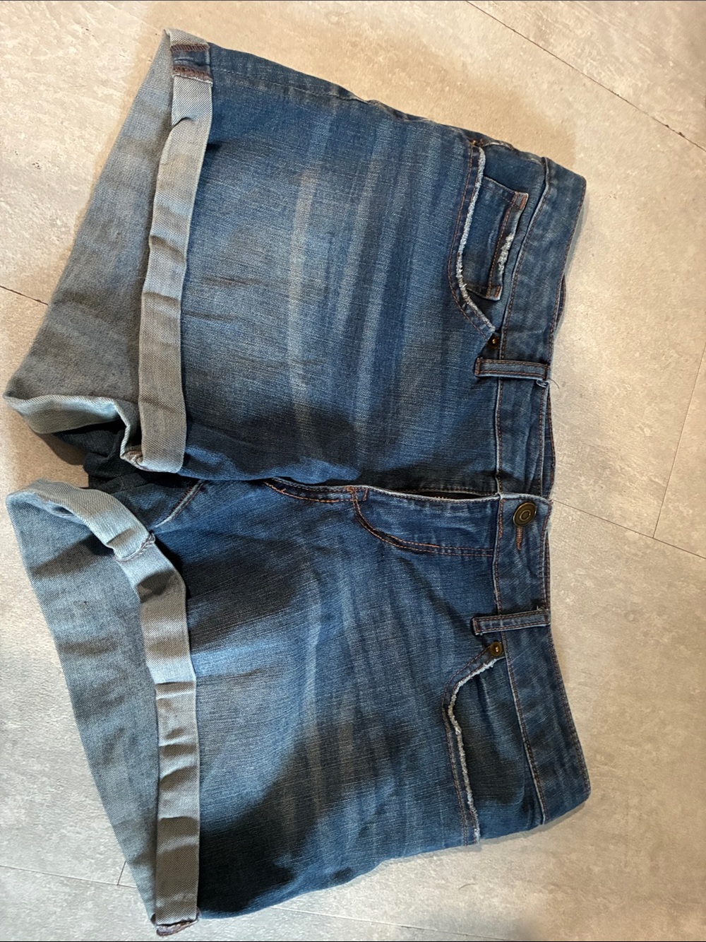 Time and Tru Blue Rolled-Hem Boyfriend Shorts